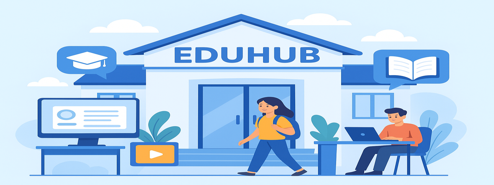 Đại sảnh EduHub giúp người dùng điều hướng các khu vực chính của diễn đàn giáo dục